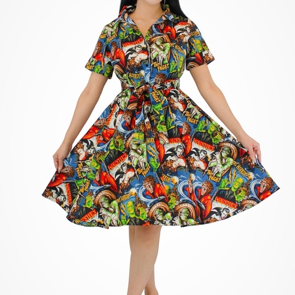 Colorful Comic Print Women's Dress - Picture 1 of 3